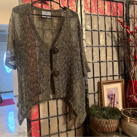 Isabel Taveres Net Hunter Green Cárdigan OS Fits Most Excellent Like New - Picture 10 of 14